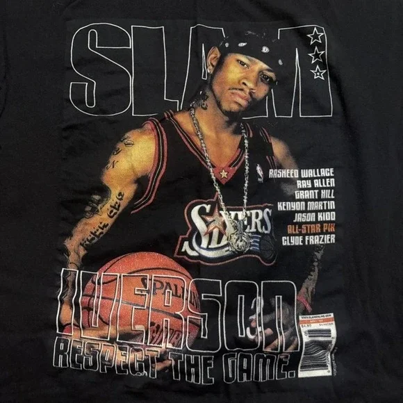 Mitchell & Ness Allen Iverson SLAM Magazine Men's T Shirt Black Size Large - Picture 3 of 4